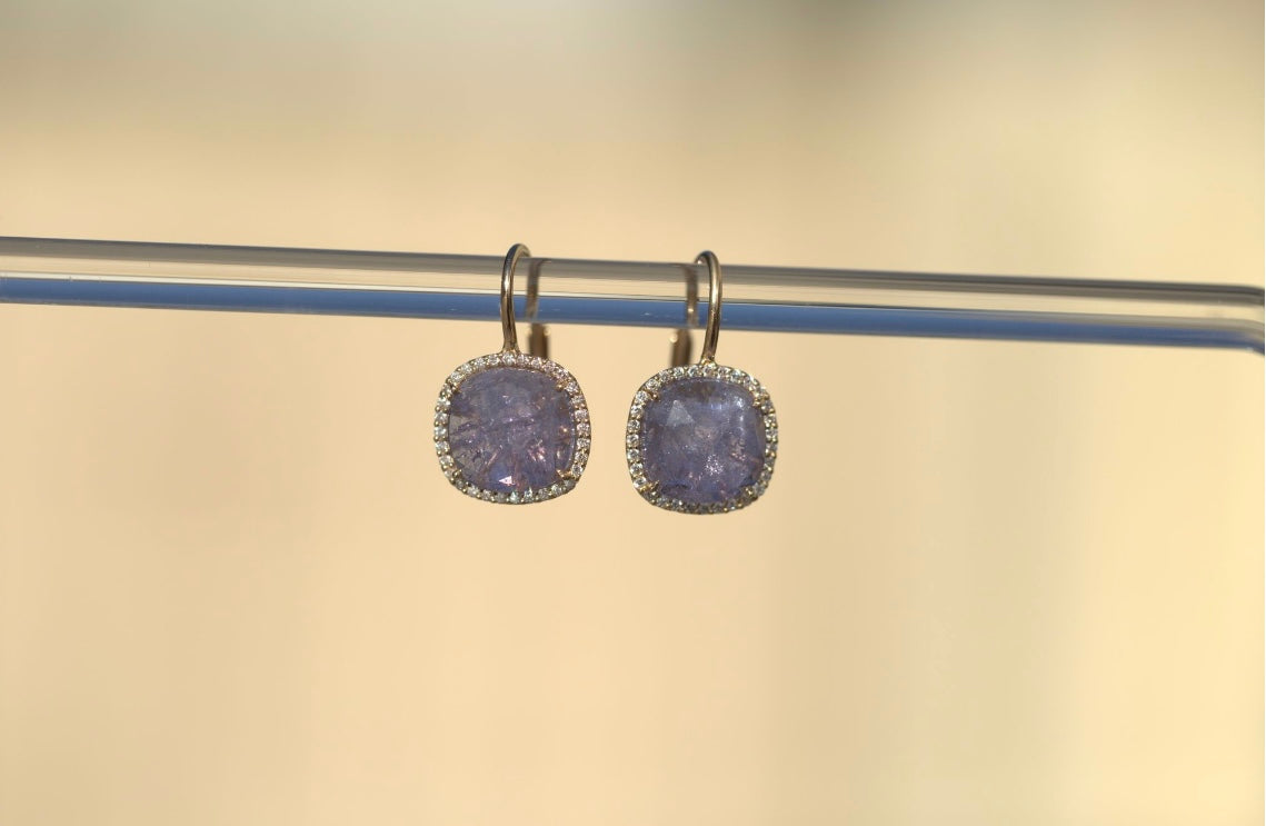 Tanzanite & Diamond Halo Earrings