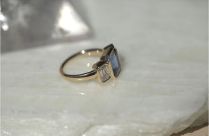 Trinity Lab Blue Sapphire & Lab Diamond Ring
