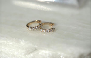 Alternating Diamond Huggie Earrings
