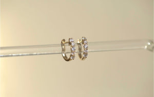 Alternating Diamond Huggie Earrings
