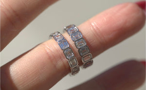 East West Emerald Cut Lab Diamond Bezel Eternity Band