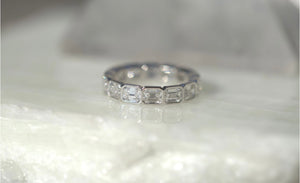 East West Emerald Cut Lab Diamond Bezel Eternity Band