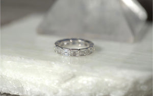 East West Emerald Cut Lab Diamond Bezel Eternity Band