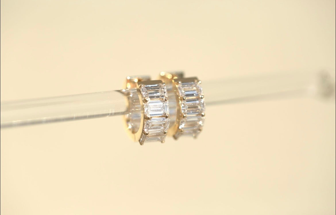 Small Baguette In & Out Hoop Earrings