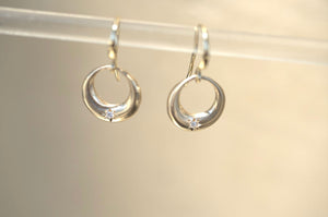 Little Moon & Diamond Drop Earrings