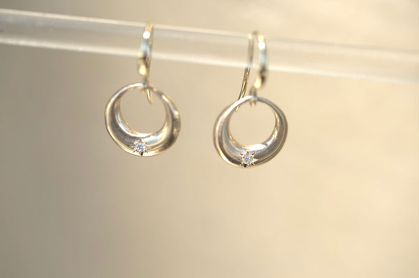 Little Moon & Diamond Drop Earrings - by Musti Little Moon & Diamond Drop Earrings - by Musti