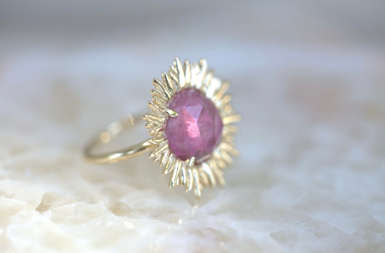 Daisy Watermelon Tourmaline Ring