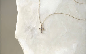 Baby Gothic Diamond Cross Necklace