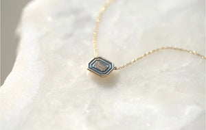 Emerald Lab Diamond & Enamel Necklace