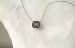 Emerald Lab Diamond & Enamel Necklace
