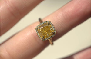 4.05CT Fancy Yellow Lab Diamond Halo Ring