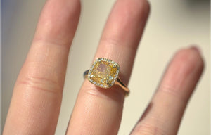 4.05CT Fancy Yellow Lab Diamond Halo Ring