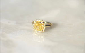 4.05CT Fancy Yellow Lab Diamond Halo Ring