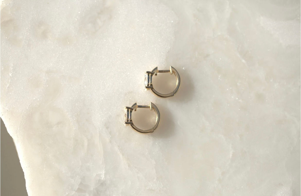 Pear Lab Diamond Huggie Earrings