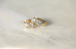 Double Diamond Huggie Earrings