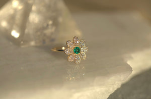 Daisy Emerald & Diamond Ring