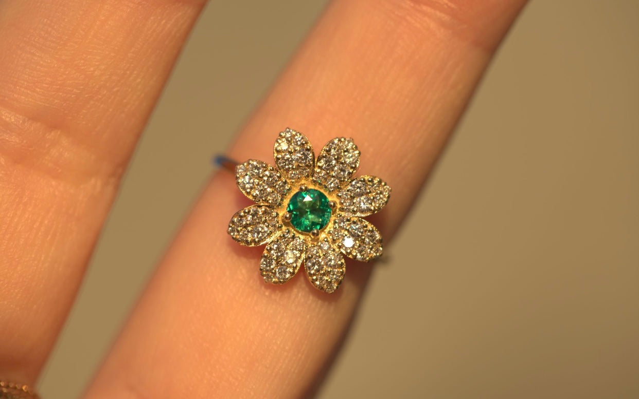 Daisy Emerald & Diamond Ring