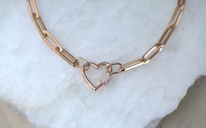 Heart Diamond Charm Keeper Paperclip Choker