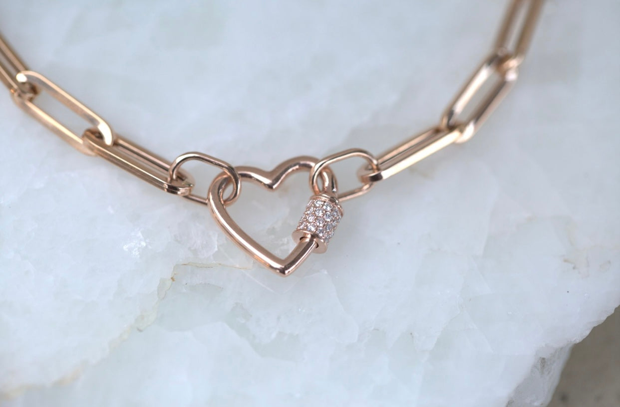 Heart Diamond Charm Keeper Paperclip Choker