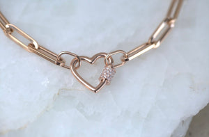 Heart Diamond Charm Keeper Paperclip Choker