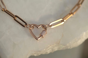 Heart Diamond Charm Keeper Paperclip Choker