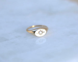 North Star Diamond Signet Ring