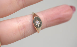 North Star Diamond Signet Ring