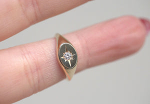 North Star Diamond Signet Ring