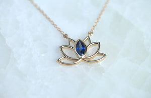 Lotus with Blue Sapphire Cut Out Necklace