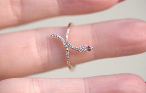 Wrap Snake Pave Diamonds & Ruby Ring