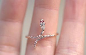 Wrap Snake Pave Diamonds & Ruby Ring