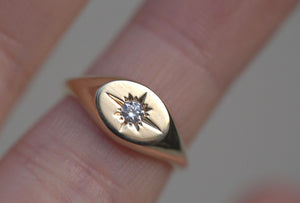 North Star Diamond Signet Ring