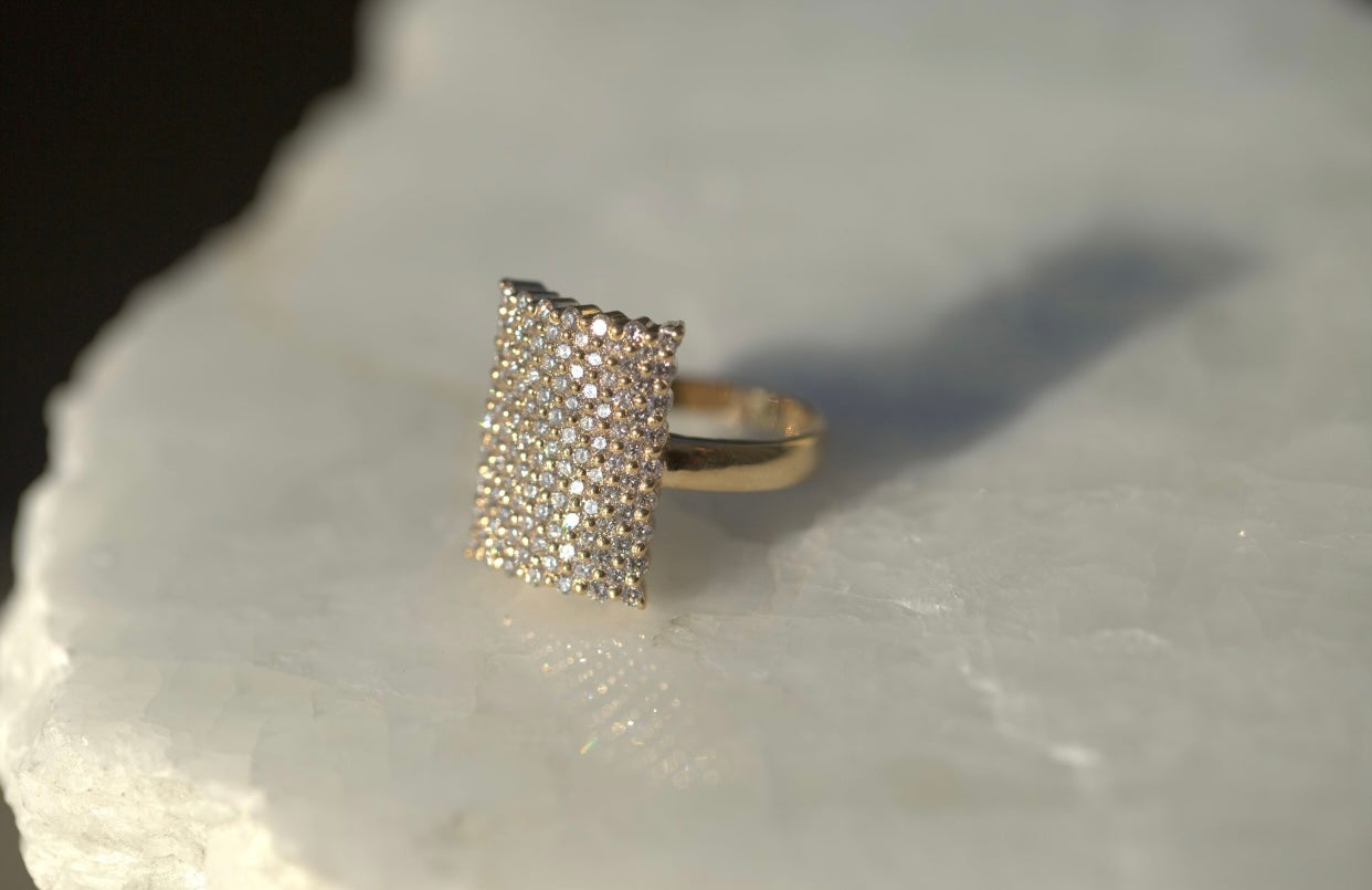 Rectangle Pave Diamond Ring