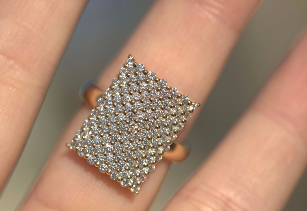 Rectangle Pave Diamond Ring