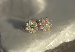 Daisy Pearl & Diamond Ring