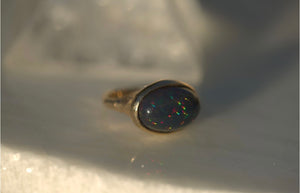 Black Opal Bezel Set Ring