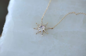 Wishful Moonstone Diamond Star Necklace