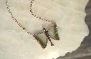 Green Tourmaline Butterfly & Diamond Necklace