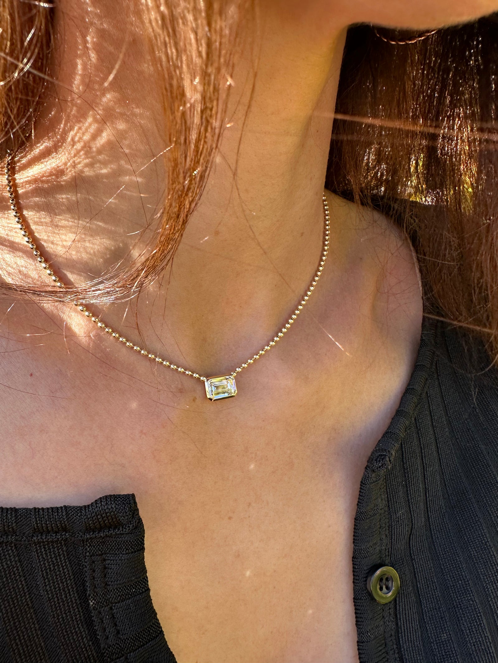 3.10CT Emerald Cut Lab Diamond Necklace