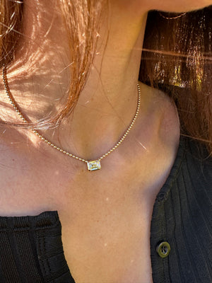 3.10CT Emerald Cut Lab Diamond Necklace