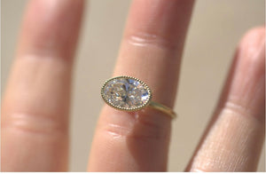 Milgrain Bezel Set Oval Lab Diamond Ring