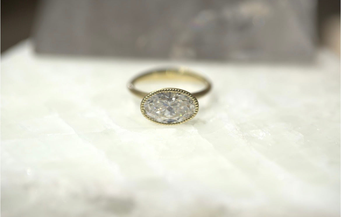 Milgrain Bezel Set Oval Lab Diamond Ring