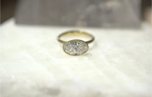 Milgrain Bezel Set Oval Lab Diamond Ring