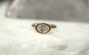 1.04CT Oval Lab Diamond Bezel Signet Ring