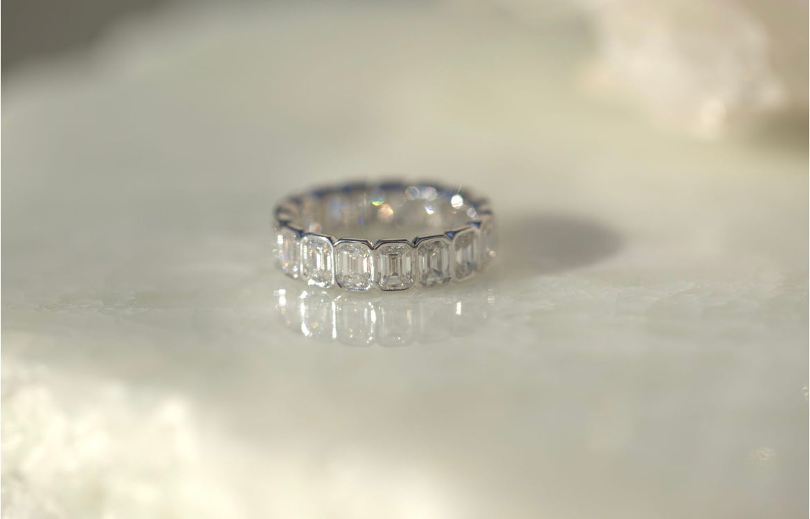 Emerald Cut Lab Diamond Eternity Band