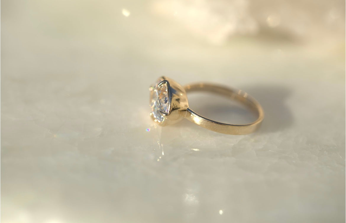 3.05CT Oval Lab Diamond East West Engagement Ring