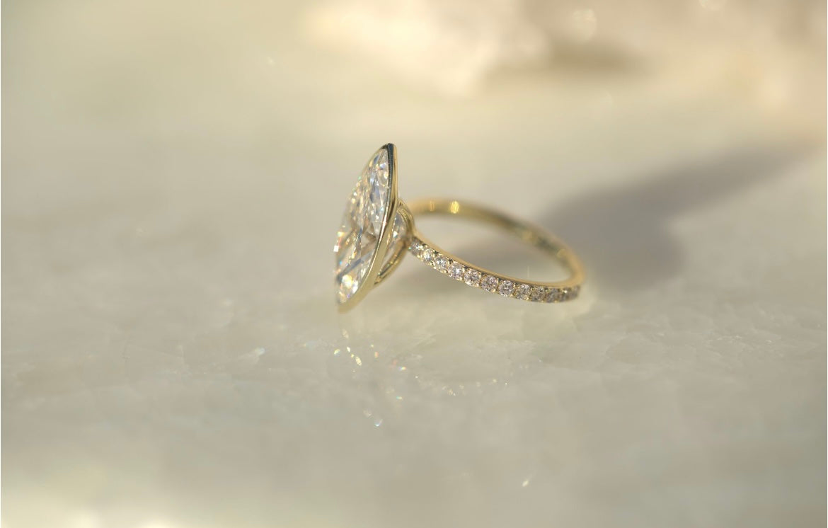 4.18CT Marquise Lab Diamond Bezel Engagement Ring