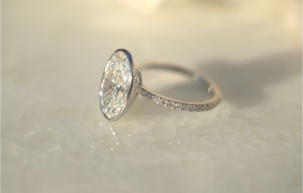 4.5CT Oval Lab Diamond Bezel Engagement Ring