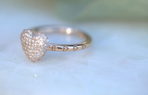 Bubble Heart Pave Diamond Ring