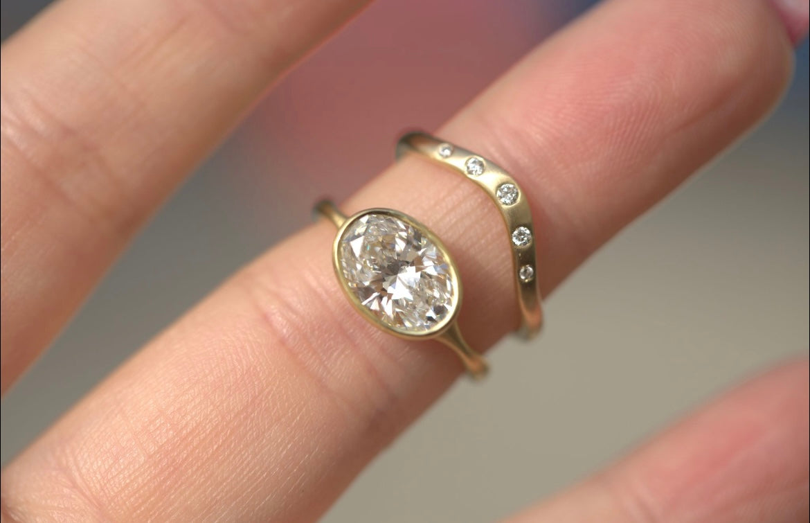 Oval East West Lab Diamond Engagement Ring